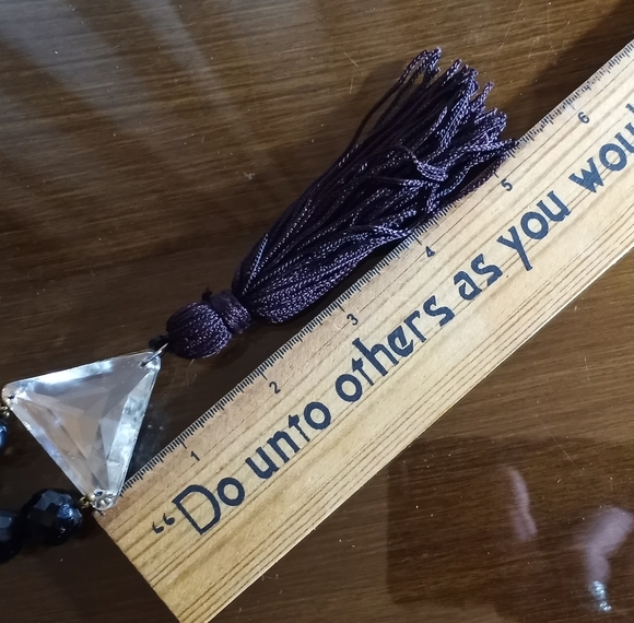 NWT c1960s RARE EARLY DAUPLAISE Vauxhall Glass Triangle Faceted Stone Tassel - Picture 11 of 16